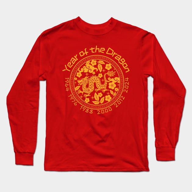 Chinese Year of the Dragon Zodiac Long Sleeve T-Shirt by soulfulprintss8